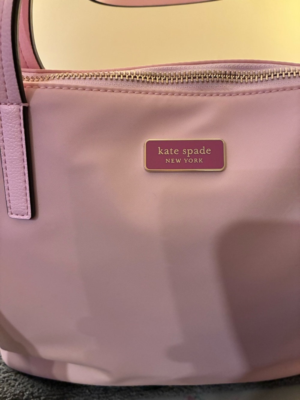 kate spade Pink Nylon Tote with Gold Accent